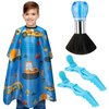Axbvok9Uconie Barber Cape Duster Brush - Kids Hair Cutting Set Blue Construction Car Theme Hairdressing Adjustable Snap Closure Neck Cape with Clip Kit Salon Barber Supplies for Children Boys Girls