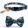 2 Pack Cotton Christmas Cats Collar with Bow Tie Red Green Cat Collars for Girl Female Boy Male Cat Collar with Bell Gingerbread Man Christmas Trees Charms