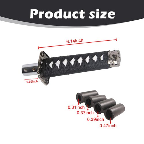 Gseigvee 1 PC Car Katana Samurai Gear Shift Head, 6.1" Shift Knob Protective Cover with 4 Adapter, Personalized Gear Lever, Universal for Most Manual Transmission Cars (White & Black)