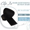 RUNATURE 22 Inch Hair Extensions Clip in Off Black Hair Extensions Clip in Human Hair Double Weft Straight Clip in Hair Extensions Black Human Hair Full Head 120g 7 Pieces