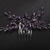Teyglen Crystal Bride Wedding Hair Comb Hair Accessories With Rhinestone Bridal Crystal Hair Side Comb Handmade Red Blue Green Black Rhinestone Hair Pieces Vintage Headpieces for Women Girls (Purple)