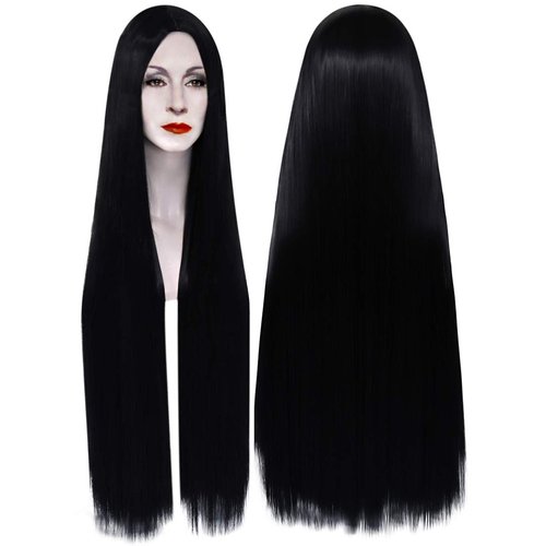 Mildiso 40'' 100cm Extra Long Black Wigs for Women Straight Hair Wig Natural Black Wigs for Party Halloween M086