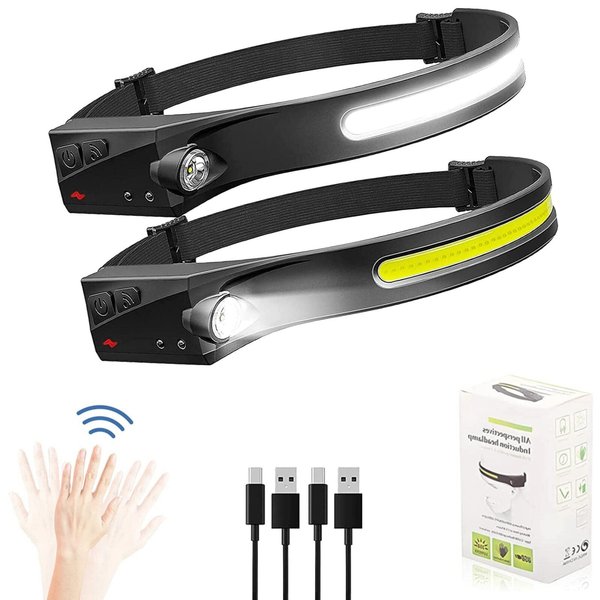 Headlamp Rechargeable - Head Lights for Forehead 2 Pack, Super Bright 230° Wide Beam Headlamps Headlight, Lightweight LED Headlamp for Camping Running Fishing - Headlamps for Adults