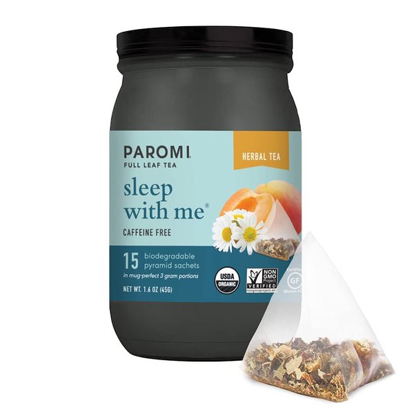Paromi Sleep with Me Organic Herbal Tea, Signature Jar, 15 Count (Pack of 3)
