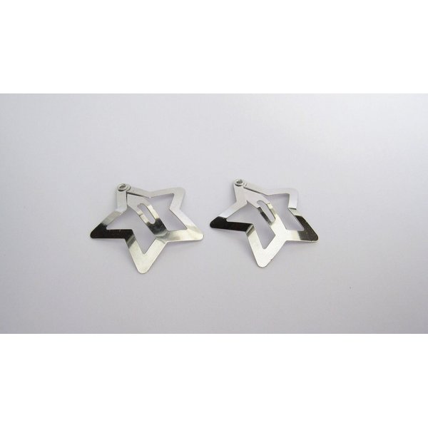 Generic 2 silver metal star snap hair clip barrettes