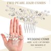 2 Pieces Wedding Pearl Hair Comb Bride Pearl Crystal Headpiece Flower Side Combs Hair Clip Bridal Hair Accessories for Girls Wedding Brides Women Rhinestone, Silver
