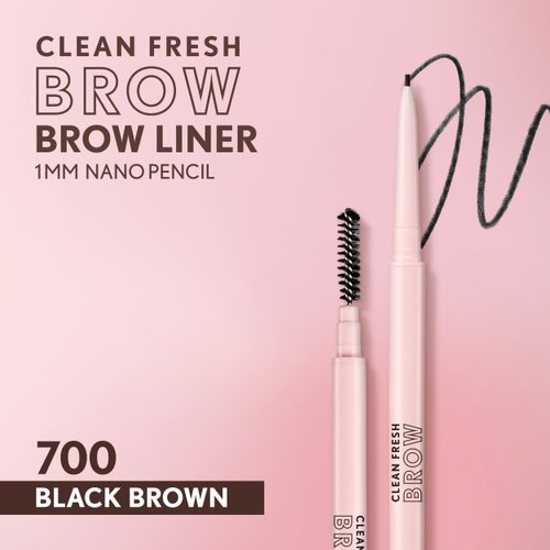 Covergirl Clean Fresh Brow Nano, 700 Black Brown, Eyebrow Pencil, Ultra-Precise Tip, Waterproof, Transfer-Resistant, Built-In Spoolie, Vegan Formula, 0.001oz