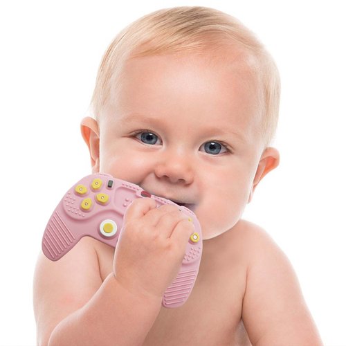 Teething Remote Control for Baby with Pacifier Clip, Funny Teethers for Baby for Baby Girl Or Boy,Teething Toys for Babies 3-6 6-12 Months((Pink)