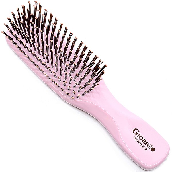 GIORGIO Hair Brush for Men and Women, Gentle Mini Hair Detangler Brush, Dual Length Bristles, Scalp Massager, Travel Detangling Brush, All Hair Types, Pink