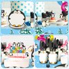 Yaomiao 133 Pcs Penguin Birthday Party Decorations Include Happy Birthday Penguin Banner Penguin Balloons Cake Topper Tablecloth Paper Plates Cups Cutlery for Winter Birthday Baby Shower Party (Cute)