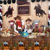 Hegbolke 4 Pack Western Tablecloths - Western Cowboy Birthday Table Cover Wild West Theme Saloon Yeehaw Scene Setters Tablecloth for Western Theme Baby Shower Birthday Party, 86 x 51 Inch