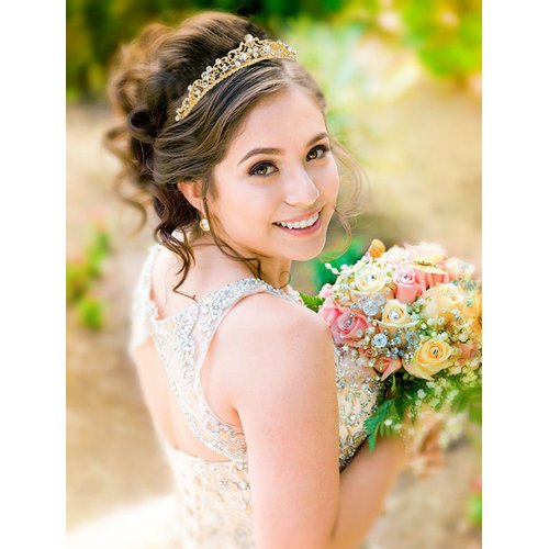 TOBATOBA Wedding Tiaras for Bride, Gold Tiaras and Crowns for Women, Princess Tiara Rhinestone Bridal Tiara, Small Tiara, Quinceanera Tiara Birthday Pageant Wedding Halloween Costumes