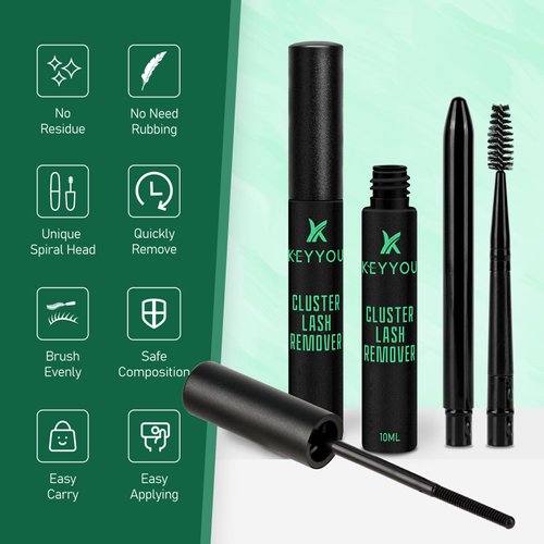 Cluster Lash Remover 10ML Lash Glue Remover for Lash Clusters KEYYOU DIY Lash Extension Remover Self-Use La Gentle Smoothing Non-Irritating Eye Cleanser Oil(Oil Texture,10ML)