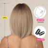 OUFEI Ombre Blonde Bob Wigs for Women Short Straight Wig with Bangs Synthetic Hair Heat Resistant Wigs for Daily Party Cosplay Wear