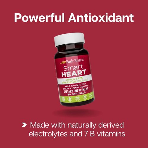 Basic Brands Smart Heart Omega-3 Fish Oil, 1000 mg, 50 Count