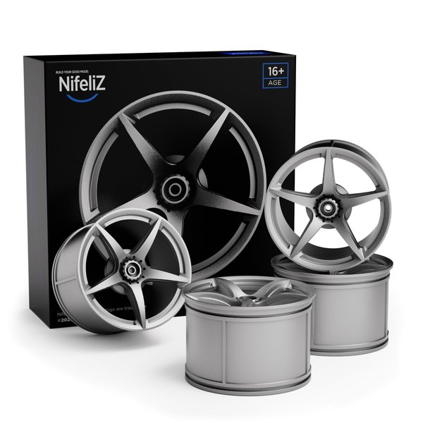 Nifeliz LF Wheel Hubs, Set of 4 Painted Wheel Hubs, Stylish Wheel Hubs for 1:8 Scale Car Model Kits