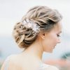 Foyte Crystal Wedding Hair Comb White Flower Headpiece Rhinestone Hair Piece Bride Pearl Hair Accessories for Women and Girls (silver)