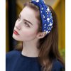 Atoden Knotted Headbands with Pearl Rhinestone Royal Blue Womens Headbands Wide Top Knot Headbands Beaded Headband Crystal Jeweled Head Bands for Women's Hair Embellished Headbands Non Slip Sparkly
