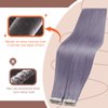 Sunny Hair Tape in Hair Extensions Human Hair Purple Real Hair Tape ins Extensions Purple Tape in Natural Hair Extensions Colored for Cosplay Party 10pcs 14inch