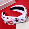 mokkia 4th of July Headband for Women American Flag Star Knotted Headbands Red White and Blue Rhinestone Crystal Top Knot Headbands Patriotic 4th of July Accessories Party Favors (Letter USA)