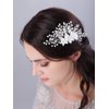 JWICOS Bride Wedding Hair Comb Flower Crystal Wedding Hair Accessories for Women and Girls Pearl Hair Piece for Brides and Bridesmaids
