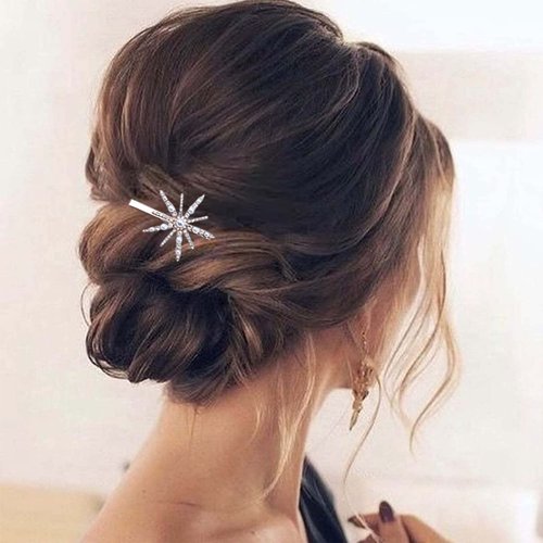 Yheakne Boho Crystal Star Hair Clip Barrette Pearl Hair Pin Clip Vintage Hair Barrette Gold Rhinestone Hairclips Decorative Bobby Pin Wedding Hair Accessories for Women (Gold clip)