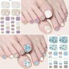 8 Sheets Toe Nail Wraps Semi Cured Gel Toe Nail Strips Glitter Foil Nail Strips Stickers Self-Adhesive Flower Toe Nail Polish Strips Designs Lines Rhinestones Nail Polish Stickers for Nail Decoration