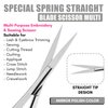 Cross Edge Spring Scissors 5 Inch straight Stainless Steel Precision Eyebrow & Eyelash Shaping & Trimming Scissor, Snips Squeeze Scissors, Embroidery, Knitting Micro Tip Craft Scissors (Silver)