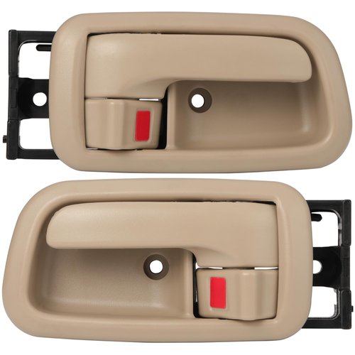 Lcyolada Interior Door Handles W/Bezel (Pair), Beige, Front Left Driver & Right Passenger for Toyota Tundra 2000 2001 2002 2003 2004 2005 2006