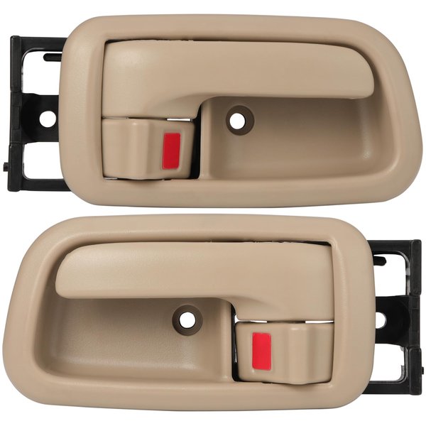 Lcyolada Interior Door Handles W/Bezel (Pair), Beige, Front Left Driver & Right Passenger for Toyota Tundra 2000 2001 2002 2003 2004 2005 2006