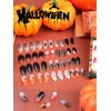 96PCS Halloween Press on Nails, EBANKU Almond False Nails Ghost Face Skull Full Cover Acrylic Nails Halloween Artificial Fake Nails with Adhesive Tabs Stick on Nails DIY Manicure Decoration