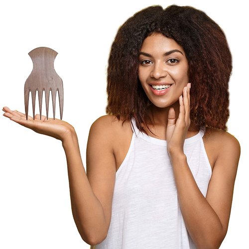 Plai Na Comb for African Hair - Wooden Comb Afro Pick Set for Women – Wide Teeth Pick, Prong Braiding/Parting 3 Tooth Comb for Braiding Handmade