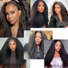 ADOIFAIR Kinky Straight Human Hair Bundles 18 20 22 Inch Yaki Straight Human Hair Extensions 100% Unprocessed Brazilian Virgin Kinky Straight Human Hair For Black Women Natural Black