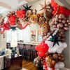 138Pcs Christmas Reindeer Balloon Garland Arch Kit Red Brown Sand White Gold Balloons with Moose Elk Deer Candy Cane Foil Balloon for Christmas Woodland Party Xmas Winter New Year Party Decorations