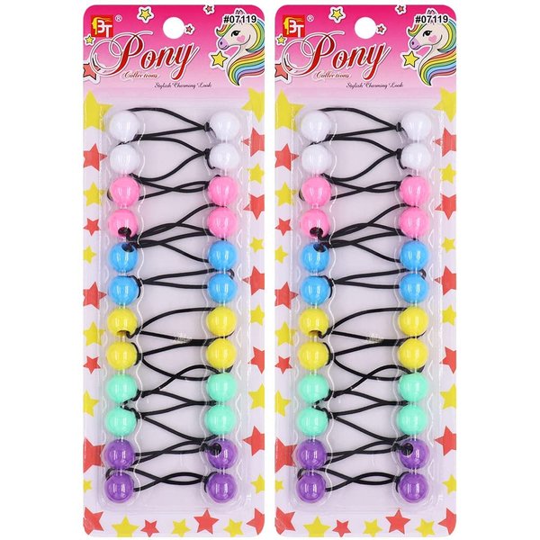 24 Pcs 16mm Hair Ties Hair Accessories for Girls Hair Ties with Balls Bubble Twinbead Ponytail Holders Bobble Hair Balls Kids Toddler Girl Hair Accessories (White/Pink/Sky Blue/Yellow/Mint/Purple)