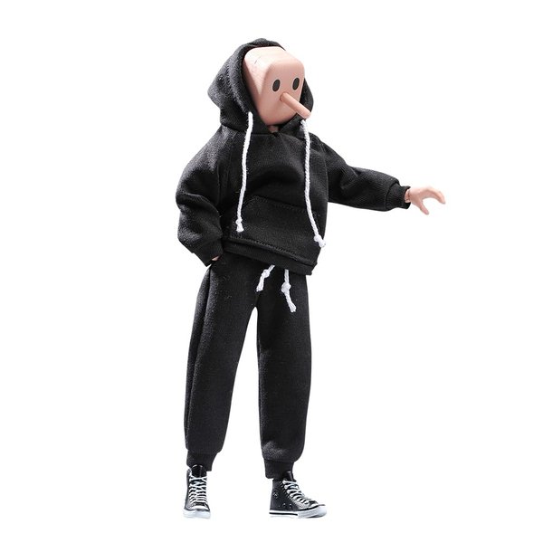 1/12 Scale Male Clothes,Men's Hoodie Pants Trousers Clothing for 6inch Male Action Figure Body Doll (Black Color)