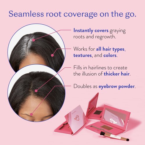 eSalon Root Touch Up + Brow Powder, Conceal & Cover (Medium Brunette) - Hairline Powder for Women - Scalp Concealer & Filler for Thinning & Gray Hair Coverage - Creates Thicker & Fuller-Looking Hair