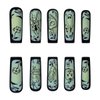 24 Pcs Halloween Spuare Press on Nails Long Coffin - SHANRUN Matte Green French Fake Nails Press ons Nail Art Tips Glue on Nails Full Cover Acrylic False Nails with Ghost Tombstone Comics Design