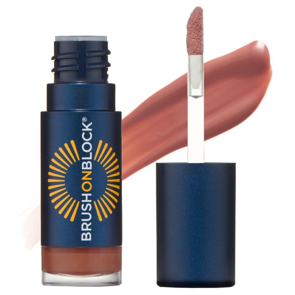 Brush On Block Sun Protection Lip Oil, Broad Protection Hydrating SPF 30 Sunscreen, Fig (Subtle Mauve)