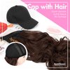 AynnQueen Baseball Cap with Detachable Hair Extensions for Women 21 inch Long Wavy Synthetic Hair with Adjustable Hat Wig Attached Black Baseball Cap (Bleach Blonde)