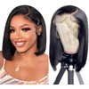 Bob Wig Human Hair 13x6 Lace Front Wigs Human Hair Straight Frontal Wigs Human Hair HD Transparent Lace Wig Short Bob Human Hair Wigs for Black Women Pre Plucked Blunt Cut Wig (12 Inch)