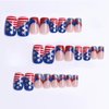 BFY 4th of July Press on Nails Medium Square Fake Nails, USA Flag Red White Glitter Acrylic Nails, Blue French Glossy Gel False Nails Kit Stick Glue on Nails Tip, Independence Day Decoration 24 Pcs