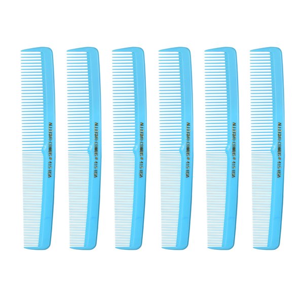 Allegro Combs #415 Combs for Women, 7 Inches Combs for Men, Parting Comb, Hair Comb, Comb for Men 6 Count (Baby Blue)