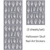 Halloween Skull Nail Art Stickers Skeleton Bones Nail Art Decals 3 Sheets 5D Embossed Finger Skull Nail Stickers Self-Adhesive Hand Bones Nail Sliders Halloween DIY Manicure Supplies for Women Girls