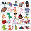Partywind Kids Temporary Tattoos, 204 PCS Fake Tattoo Stickers for Kids Party Supplies Favors Decorations, Surprise Birthday Gifts Goodie Bag Stuffers (Individually Wrapped)