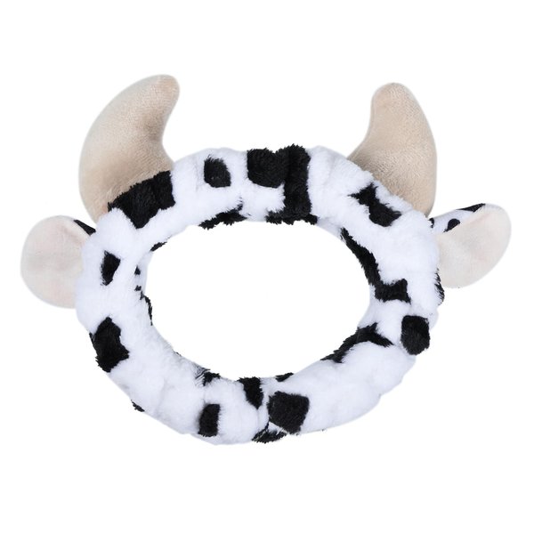 Miroksh Cow Print Plush Wash Face Headband Spa Hair Band Women Girls Facial Makeup Skincare Bath Head Wrap Kids Cute Costume Party Supply Birthday Xmas Gift