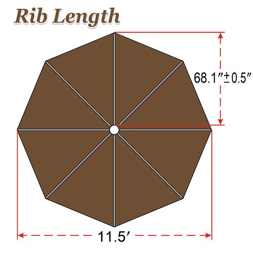 STRONG CAMEL Replacement Patio Umbrella Canopy Cover for 11.5ft 8 Ribs Umbrella Taupe (CANOPY ONLY)-BROWN