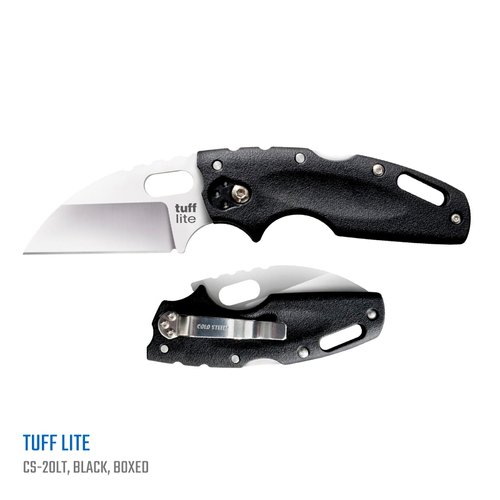 Cold Steel Tuff Lite 2.5" AUS8A Sheepsfoot Razor-Sharp Plain Blade 3.5" Griv-Ex Black Handle Pocket Folding Knife, Boxed
