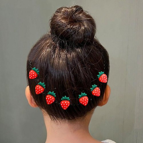 4pcs Cartoon Hair Comb Clips Strawberry Star Heart Flower Hair Clips for Girls Cute Hair Clips for Kids Hair Bun Accessories Hair Combs for Women Fine Hair Bangs Hair Clip Hair Fork Hairpins Hairclips