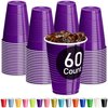 DecorRack Purple Plastic Cups, 12 oz Disposable Cups, Party Supplies (60 Count)